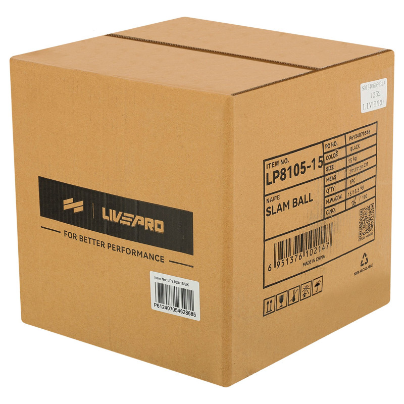 Слембол м'яч набивний для кросфіту та фітнесу Slam Ball LiveUp LP8105-15 15кг чорний