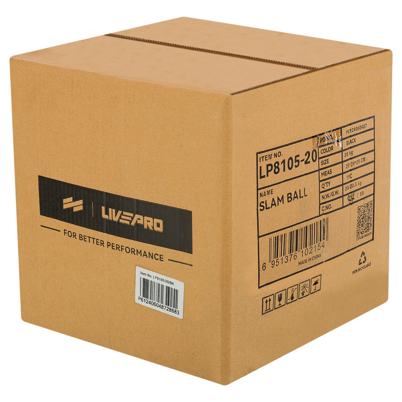 Слембол м'яч набивний для кросфіту та фітнесу Slam Ball LiveUp LP8105-20 20кг чорний