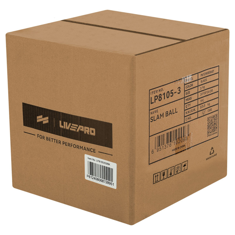Слембол м'яч набивний для кросфіту та фітнесу Slam Ball LiveUp LP8105-3 3кг чорний