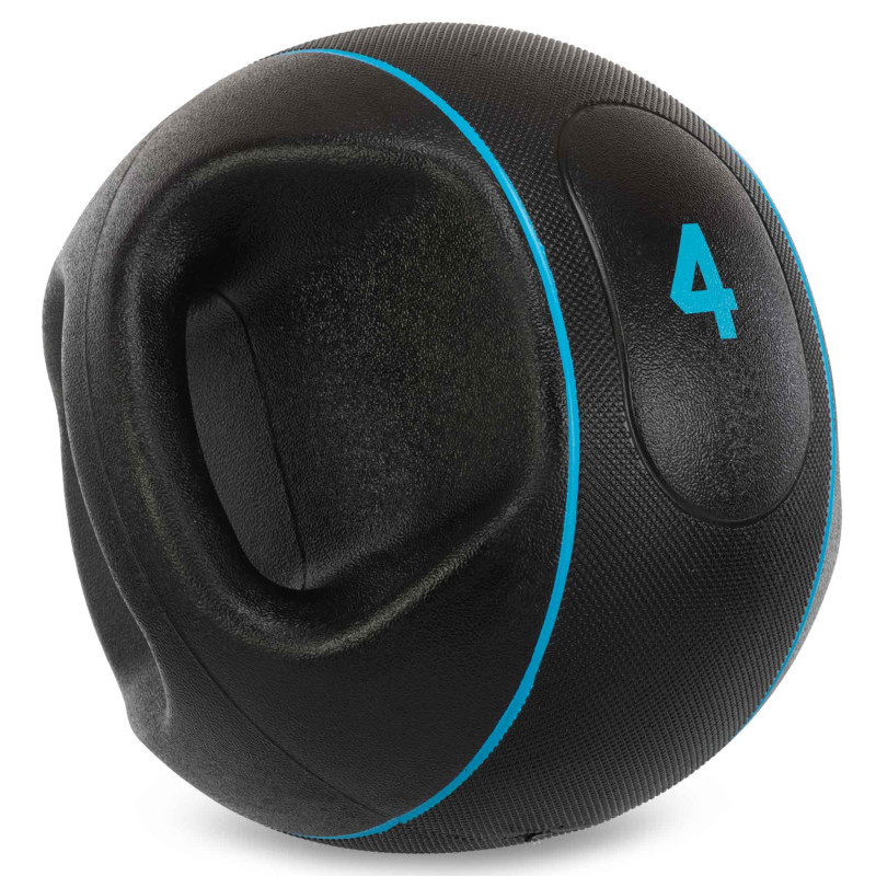 Медбол м'яч медичний дворучний з хватами LiveUp Medicine Ball LP8111-4 4кг чорний
