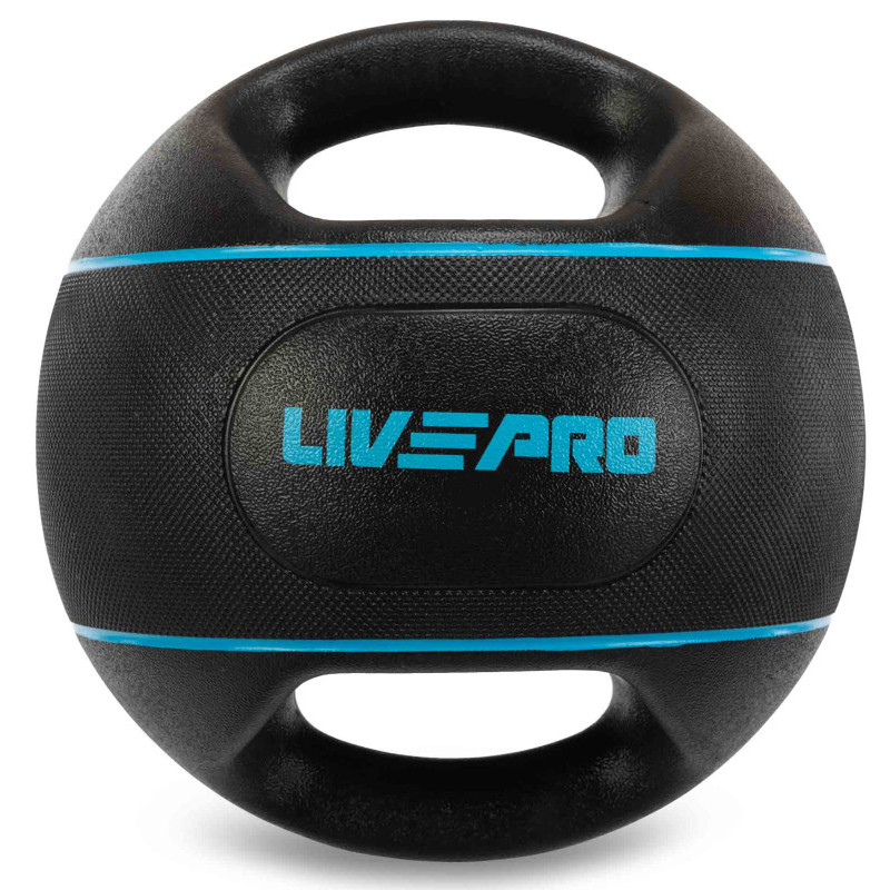 Медбол м'яч медичний дворучний з хватами LiveUp Medicine Ball LP8111-4 4кг чорний