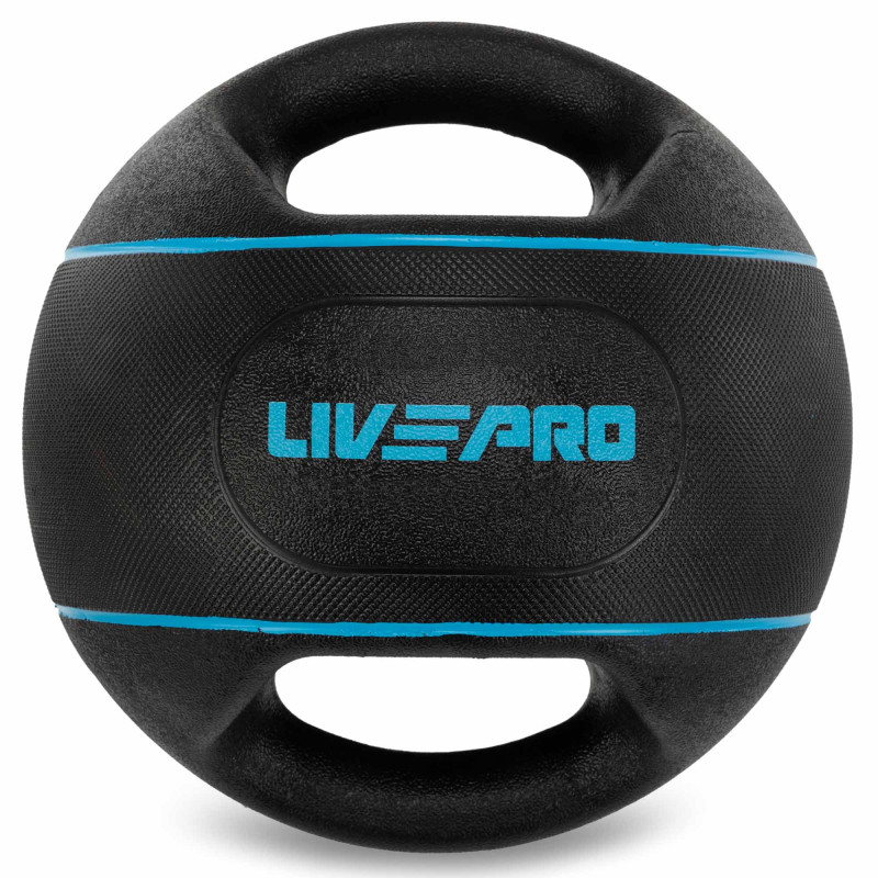 Медбол м'яч медичний дворучний з хватами LiveUp Medicine Ball LP8111-5 5кг чорний