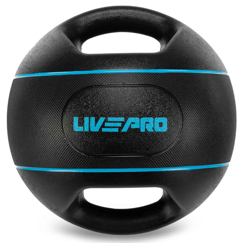 Медбол м'яч медичний дворучний з хватами LiveUp Medicine Ball LP8111-6 6кг чорний