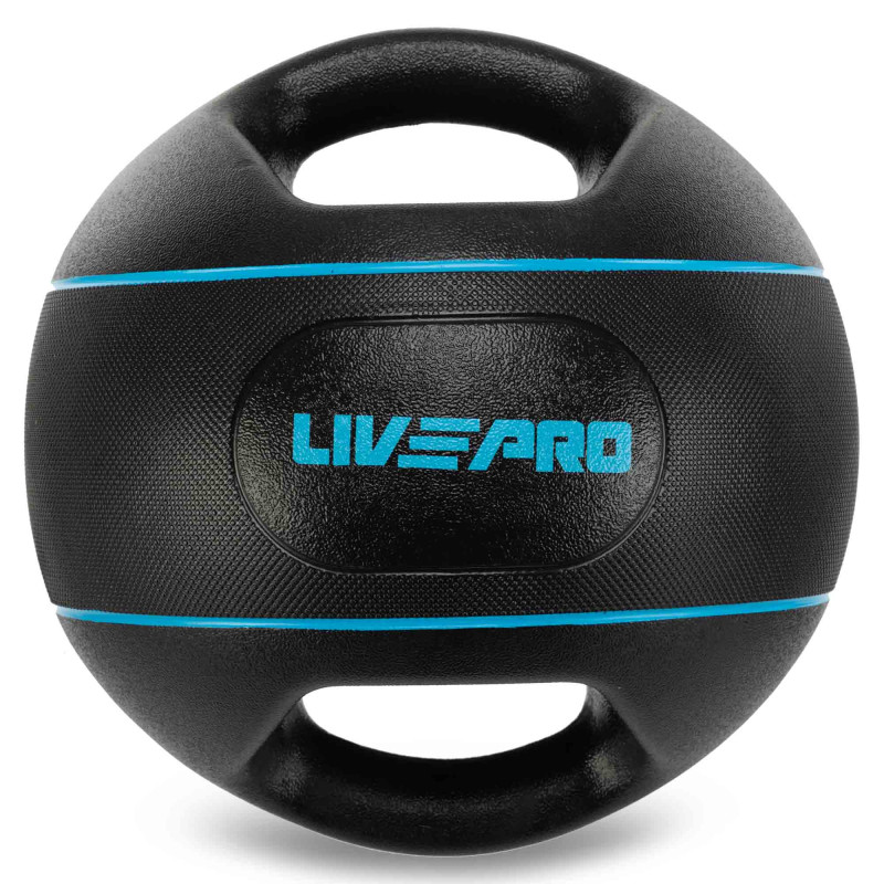 Медбол м'яч медичний дворучний з хватами LiveUp Medicine Ball LP8111-7 7кг чорний