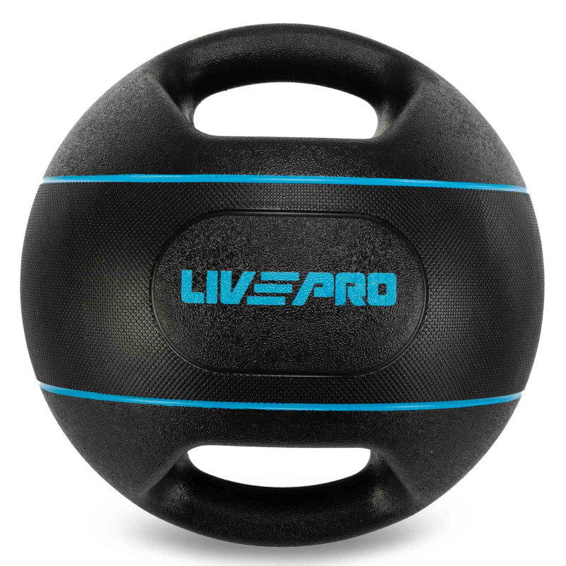 Медбол м'яч медичний дворучний з хватами LiveUp Medicine Ball LP8111-8 8кг чорний
