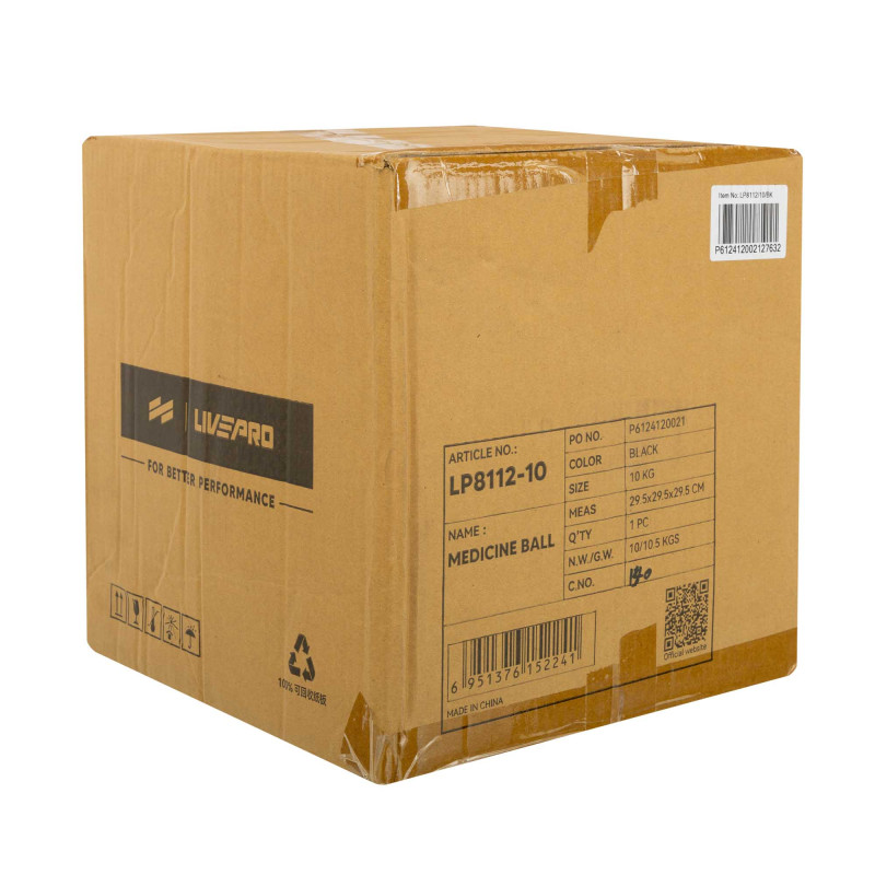 М'яч медичний медбол Medicine Ball LiveUp LP8112-10 10кг чорний-синій