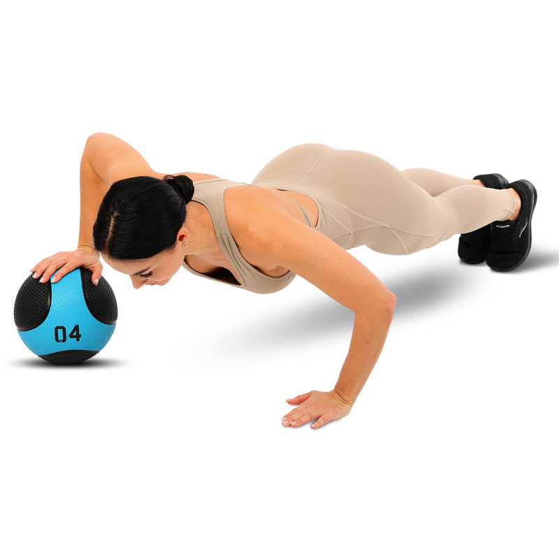 М'яч медичний медбол Medicine Ball LiveUp LP8112-4 4 кг чорний-синій