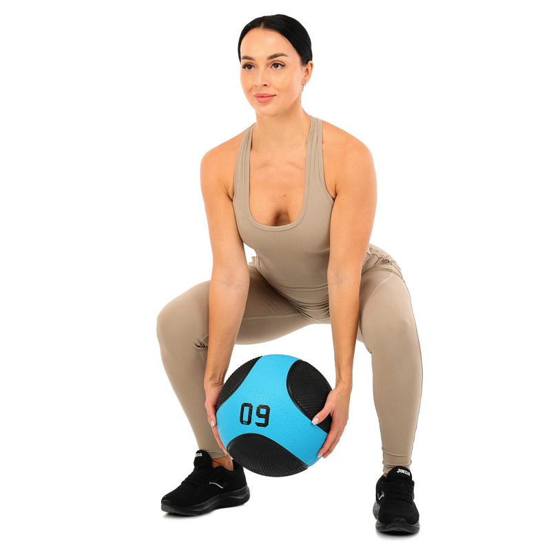 М'яч медичний медбол Medicine Ball LiveUp LP8112-9 9кг чорний-синій