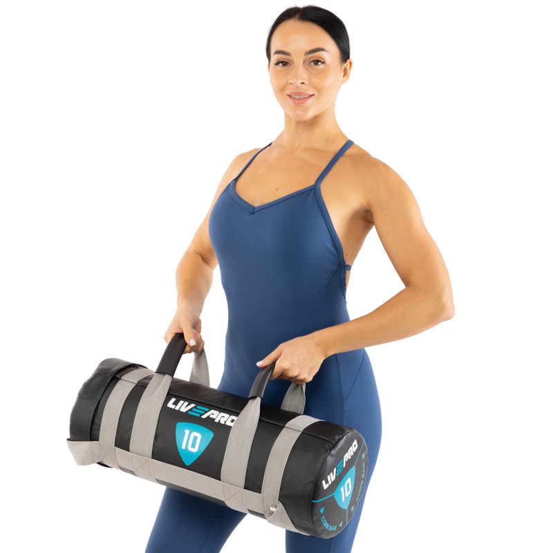 Мішок обтяжувач для функціонального тренінгу Power Bag LiveUp LP8120-10 10кг чорний-сірий
