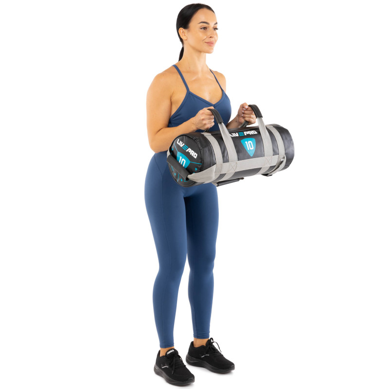 Мішок обтяжувач для функціонального тренінгу Power Bag LiveUp LP8120-10 10кг чорний-сірий