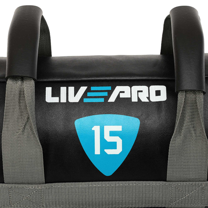 Мішок обтяжувач для функціонального тренінгу Power Bag LiveUp LP8120-15 15кг чорний-сірий