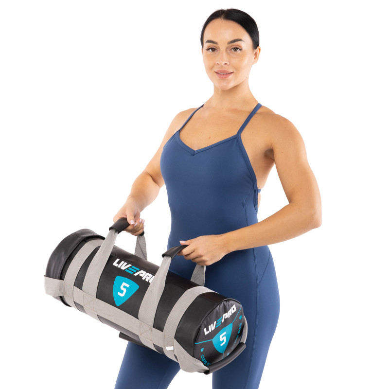 Мішок обтяжувач для функціонального тренінгу Power Bag LiveUp LP8120-5 5кг чорний-сірий