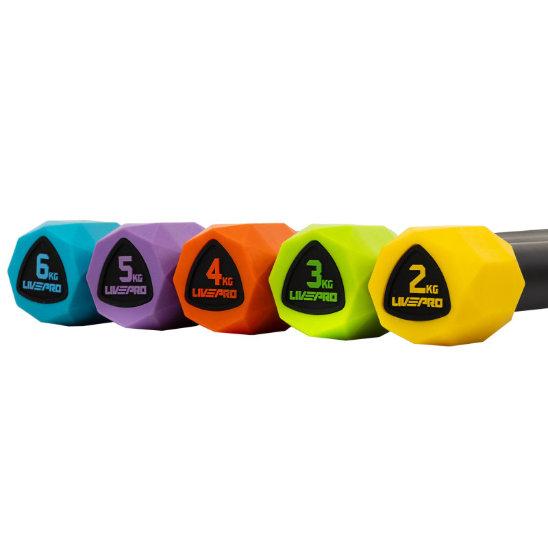 Бодібар Body Bar LiveUp LP8145-4 вага 4кг чорний-червоний