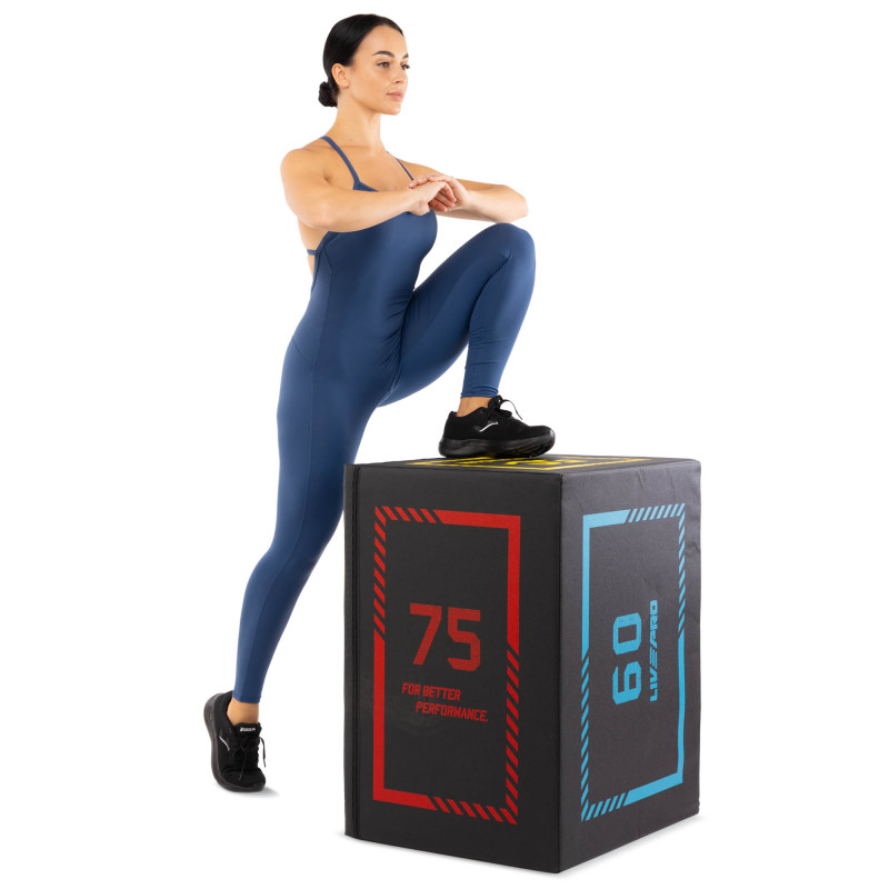 Бокс пліометричний тумба для кросфіту Пліобокс SOFT PLYO BOX LiveUp LP8155 1шт 50х60х75см чорний
