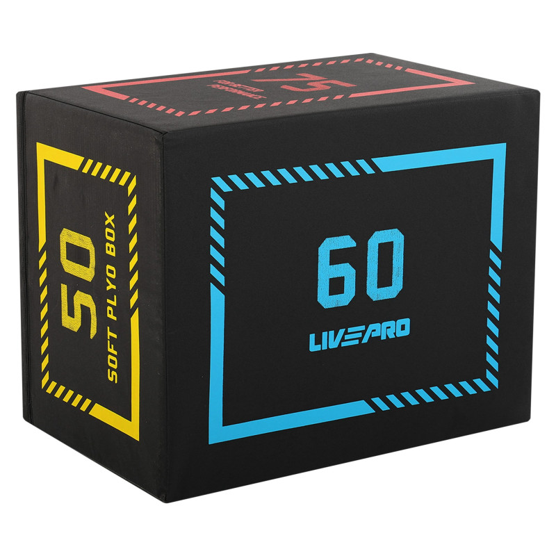 Бокс пліометричний тумба для кросфіту Пліобокс SOFT PLYO BOX LiveUp LP8155 1шт 50х60х75см чорний