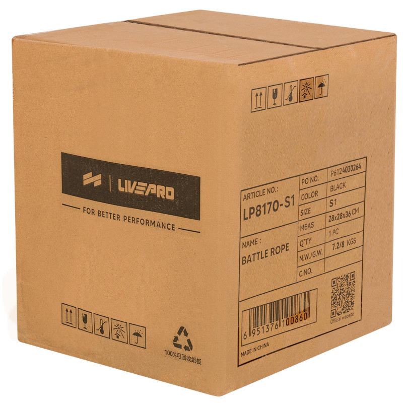 Канат для кросфіту LiveUp LP8170-9 9м чорний