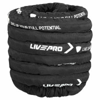Канат для кросфіту в захисному рукаві BATTLE ROPE LiveUp LP8172-15 15м чорний