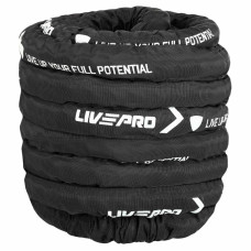Канат для кросфіту в захисному рукаві BATTLE ROPE LiveUp LP8172-15 15м чорний
