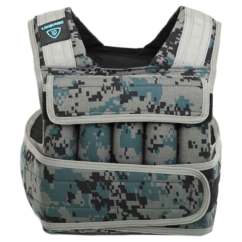 Жилет обважнювач з регульованою вагою LiveUp WEIGTH VEST LP8195-10 вага-1-10кг чорний-сірий