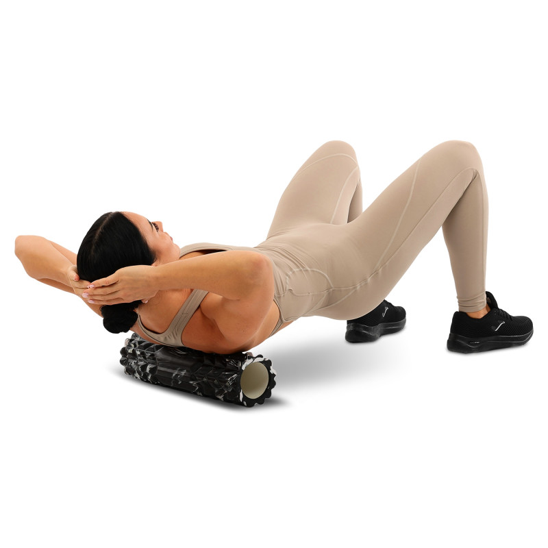 Роллер масажний циліндр (ролик мфр) 45см Grid Spine Roller EVA LiveUp LP8233 чорний