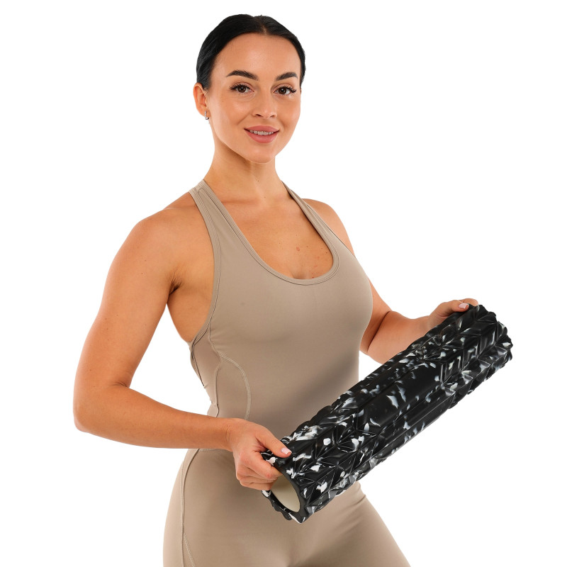 Роллер масажний циліндр (ролик мфр) 45см Grid Spine Roller EVA LiveUp LP8233 чорний