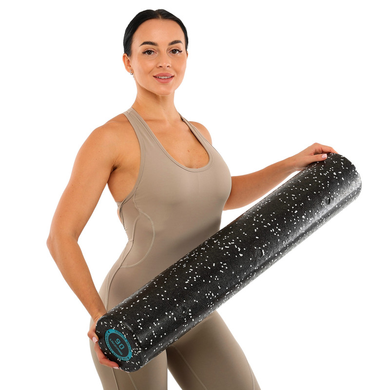 Ролер масажний циліндр гладкий 90см LiveUp LP8238 чорний-білий