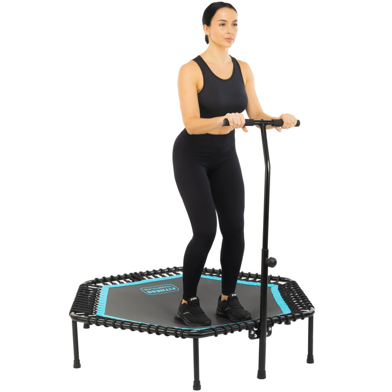 Фітнес батут для джампінгу шестикутний з ручкою LiveUp LP8251 ø135см чорний-синій