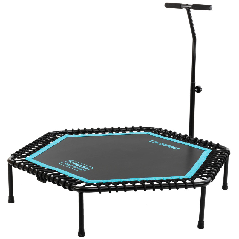 Фітнес батут для джампінгу шестикутний з ручкою LiveUp LP8251 ø135см чорний-синій