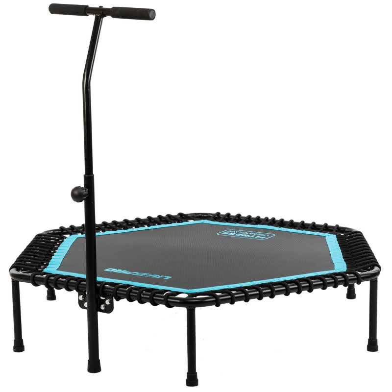 Фітнес батут для джампінгу шестикутний з ручкою LiveUp LP8251 ø135см чорний-синій