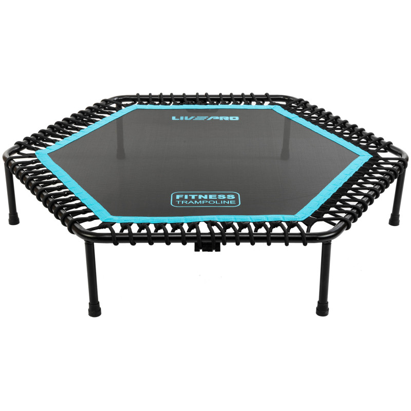 Фітнес батут для джампінгу шестикутний з ручкою LiveUp LP8251 ø135см чорний-синій