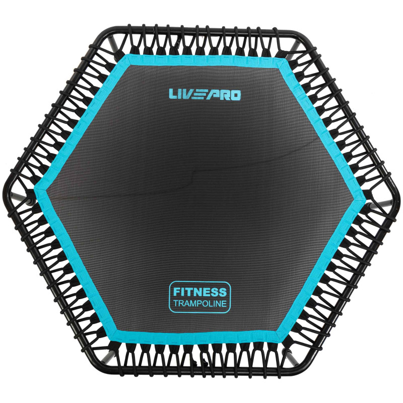Фітнес батут для джампінгу шестикутний з ручкою LiveUp LP8251 ø135см чорний-синій