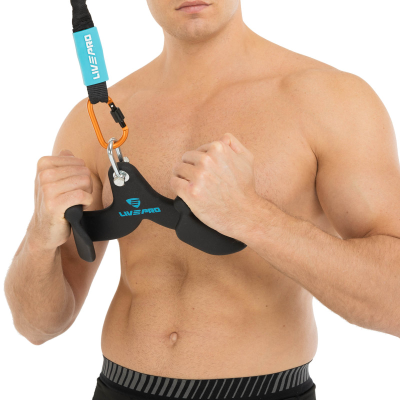 Рукоятка для тяги з вузьким хватом V-grip нековзне покриття LiveUp LP8323 27,5 см чорний