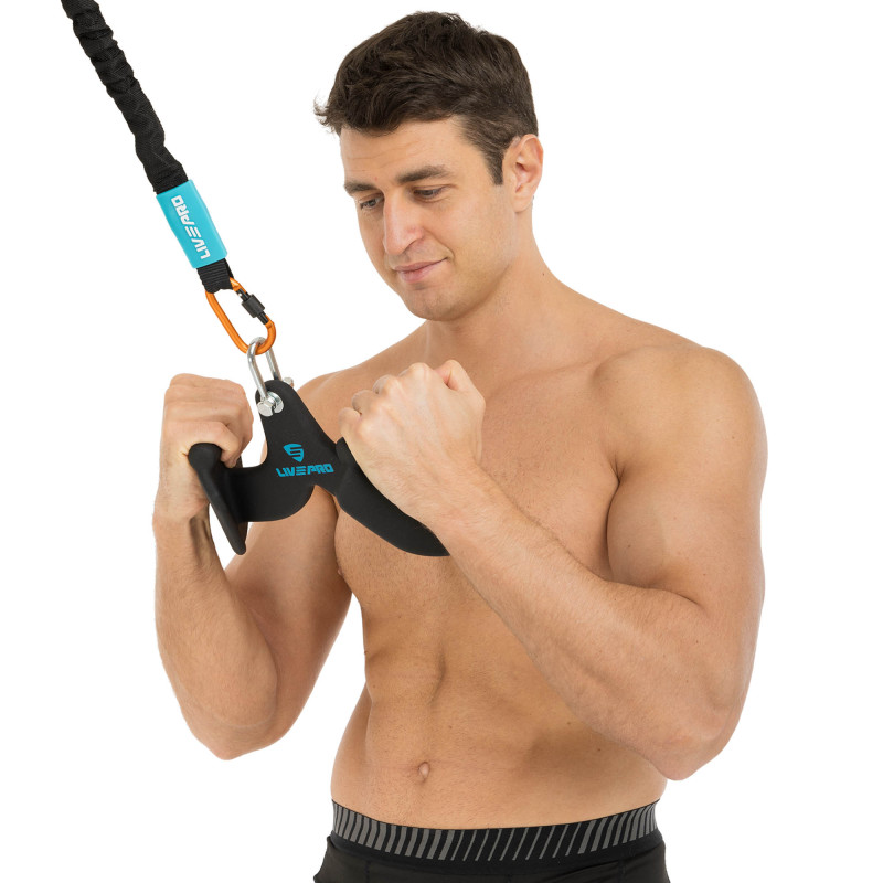 Рукоятка для тяги з вузьким хватом V-grip нековзне покриття LiveUp LP8323 27,5 см чорний