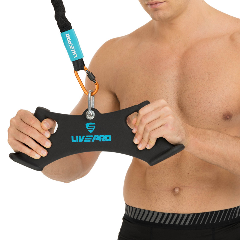 Рукоятка для тяги вниз з широким хватом Wide Triceps grip нековзне покриття LiveUp LP8324 чорний