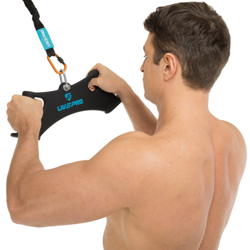 Рукоятка для тяги вниз з широким хватом Wide Triceps grip нековзне покриття LiveUp LP8324 чорний