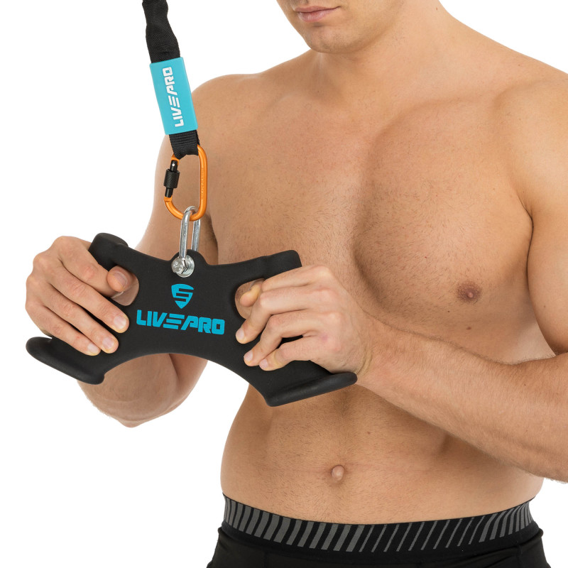 Рукоятка для тяги вниз з вузьким хватом Triceps grip нековзне покриття LiveUp LP8325 чорний