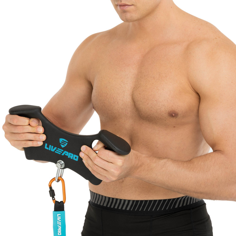 Рукоятка для тяги вниз з вузьким хватом Biceps grip нековзне покриття LiveUp LP8326 чорний
