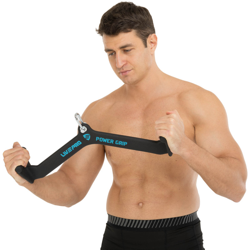 Рукоятка для тяги із середнім хватом Mide Grip нековзне покриття LiveUp LP8327 56см чорний