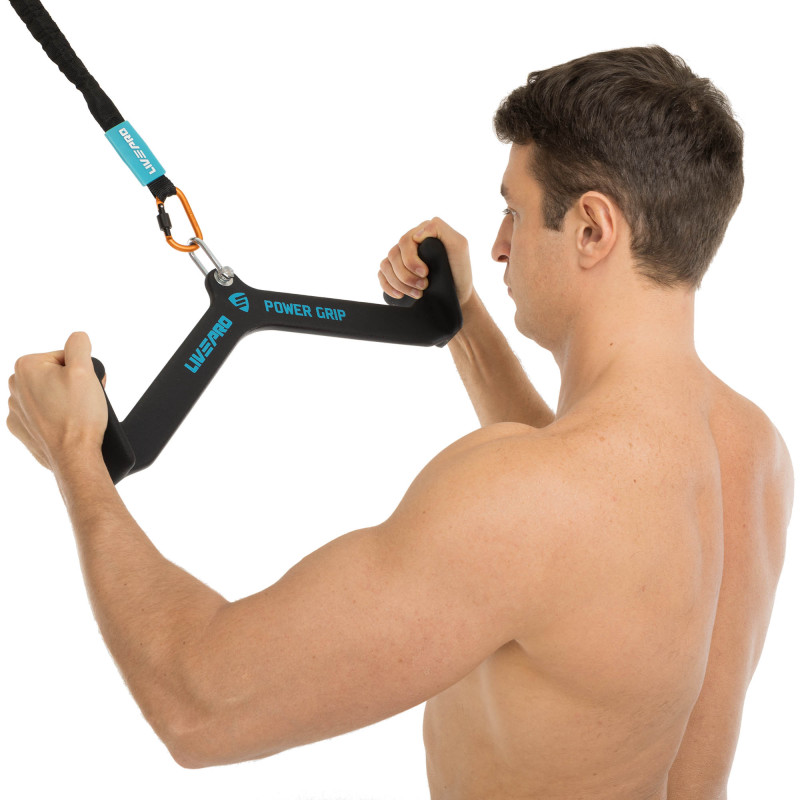 Рукоятка для тяги із середнім хватом Mide Grip нековзне покриття LiveUp LP8327 56см чорний