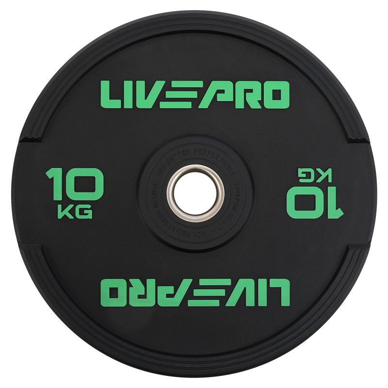 Бамперні диски гумові Bumper Plates LiveUp LP8331-10 ø50.5мм 10кг чорний