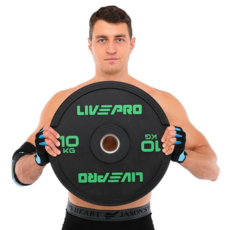 Бамперні диски гумові Bumper Plates LiveUp LP8331-10 ø50.5мм 10кг чорний