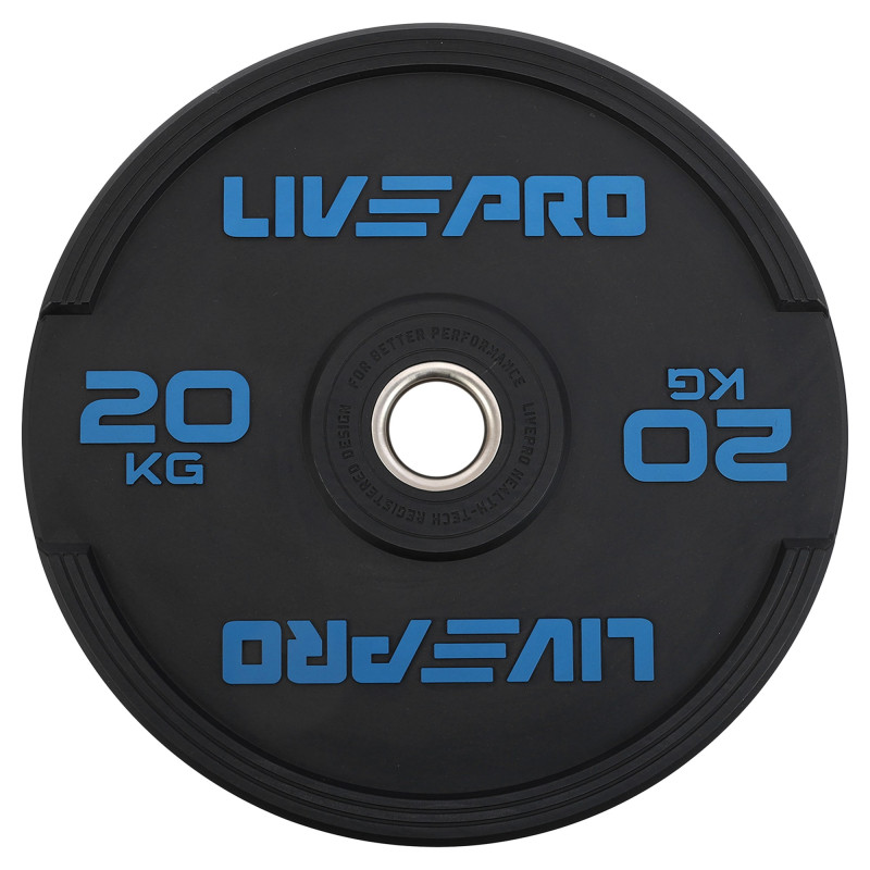 Бамперні диски гумові Bumper Plates LiveUp LP8331-20 ø50.5мм 20кг чорний