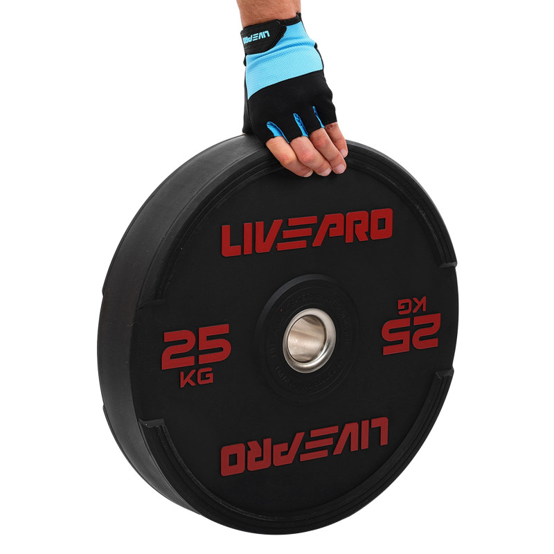 Бамперні диски гумові Bumper Plates LiveUp LP8331-25 ø50.5мм 25кг чорний