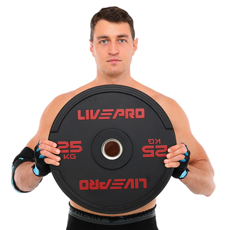 Бамперні диски гумові Bumper Plates LiveUp LP8331-25 ø50.5мм 25кг чорний
