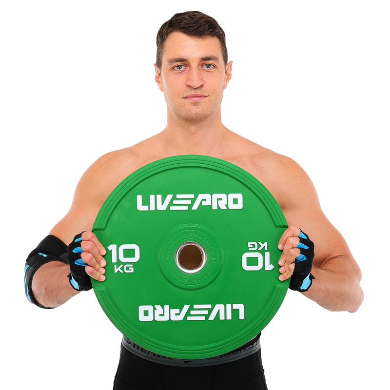 Бамперні диски гумові Bumper Plates LiveUp LP8332-10 ø50.5мм 10кг зелений