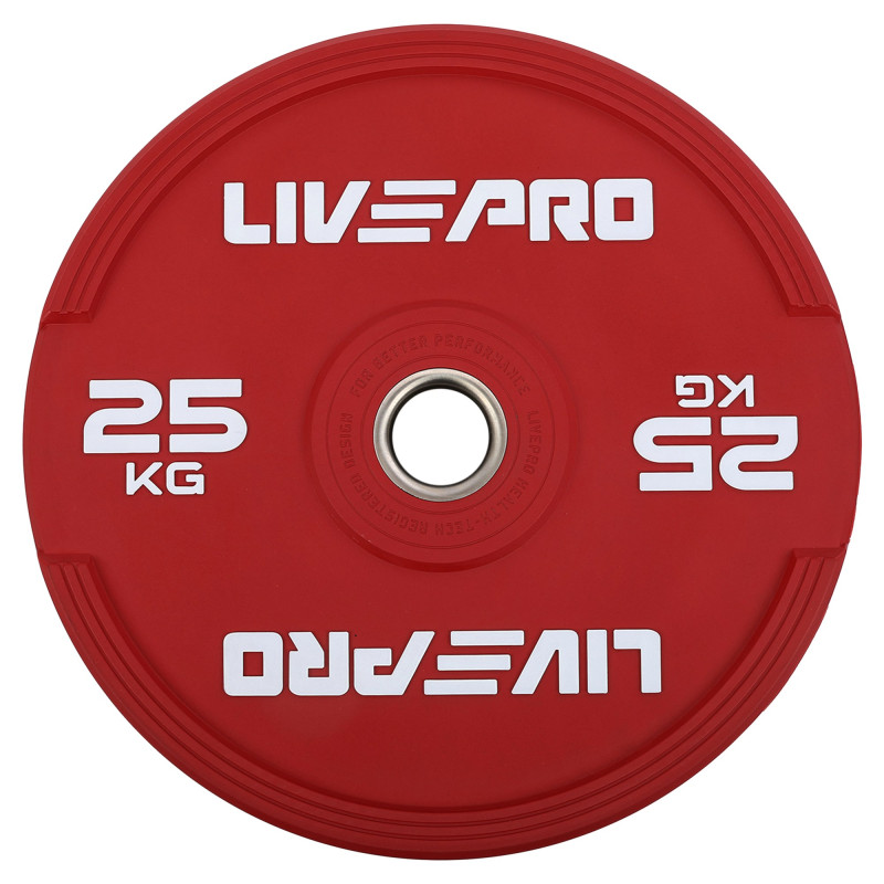 Бамперні диски гумові Bumper Plates LiveUp LP8332-25 ø50.5мм 25кг червоний