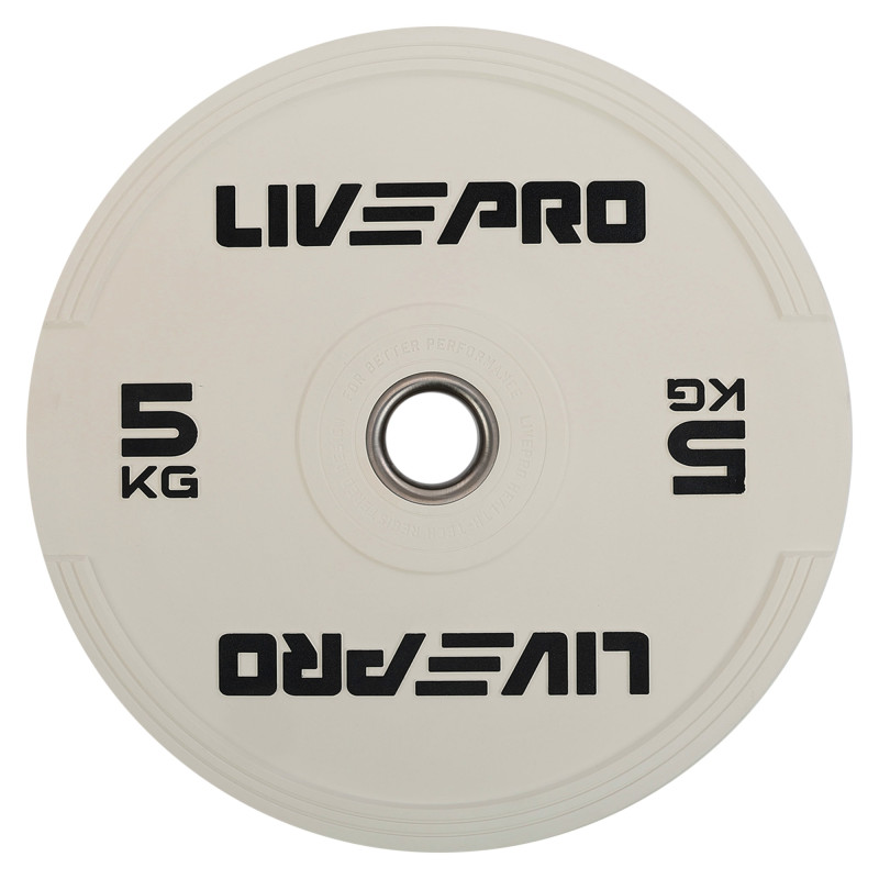 Бамперні диски гумові Bumper Plates LiveUp LP8332-5 ø50.5мм 5кг білий