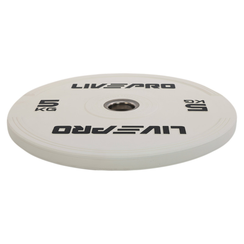 Бамперні диски гумові Bumper Plates LiveUp LP8332-5 ø50.5мм 5кг білий
