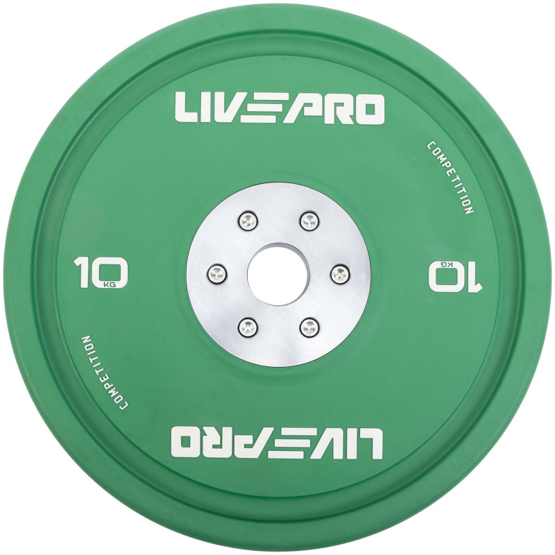 Бамперні диски гумові Bumper Plates LiveUp LP8335-10 ø50.5мм 10кг зелений