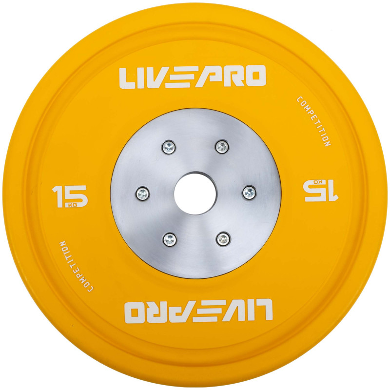 Бамперні диски гумові Bumper Plates LiveUp LP8335-15 ø50.5мм 15кг жовтий
